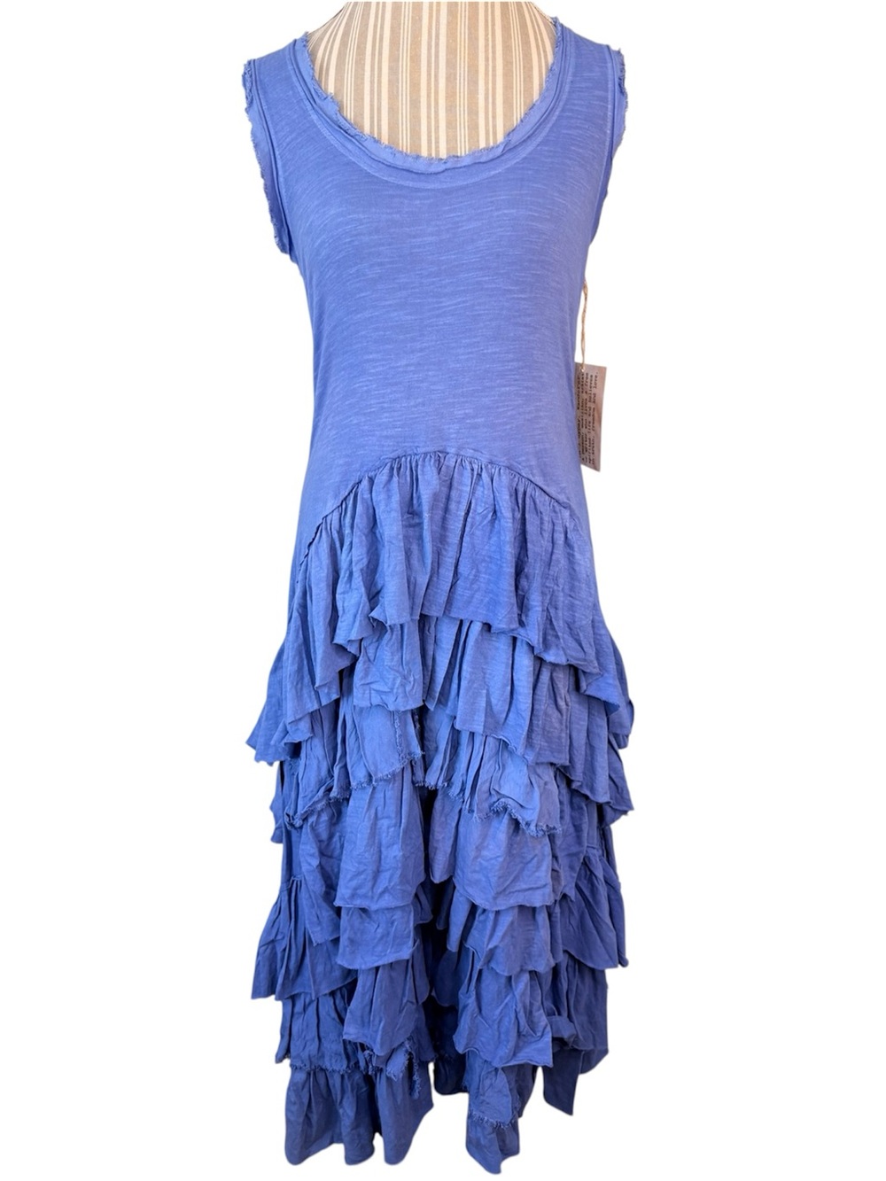 La Vie Boheme Ruffled Tiered Periwinkle Maxi Dress NWT M/L
